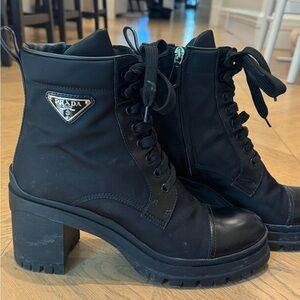 Prada Black Lace-Up Women's Boots